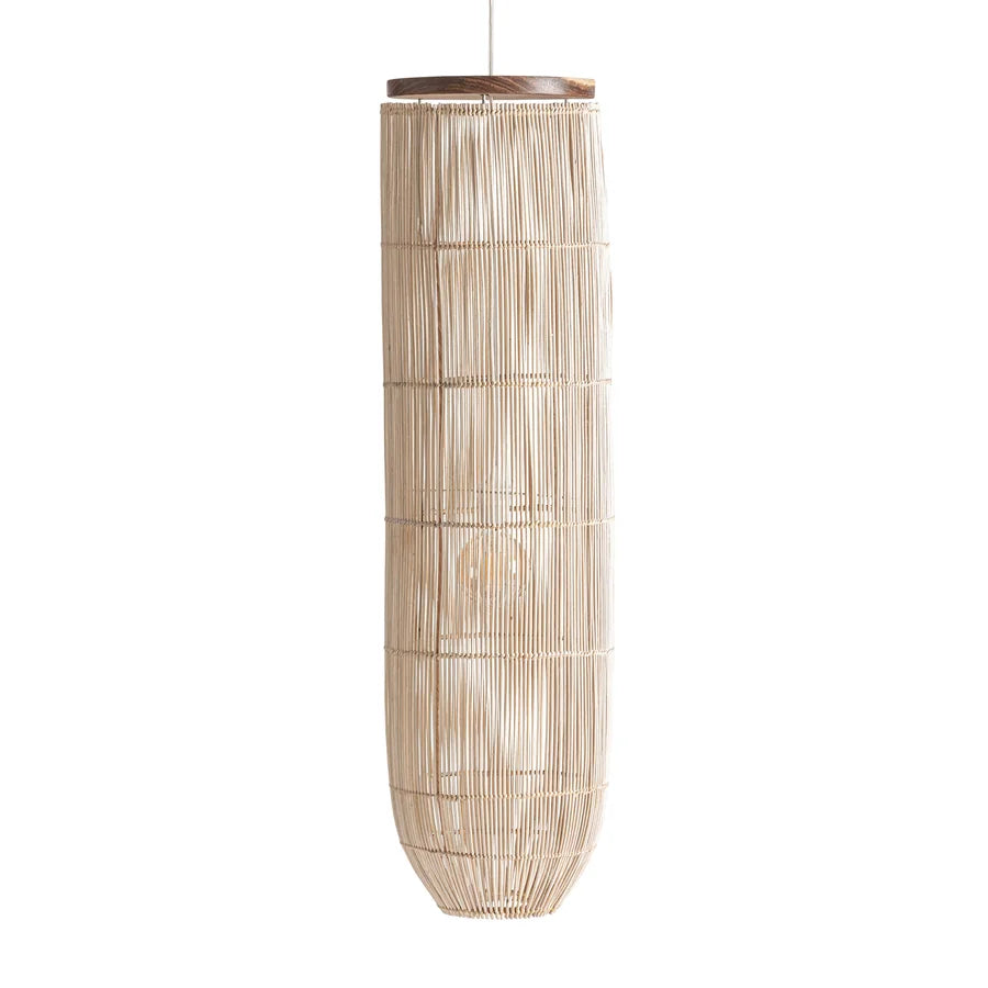 Lámpara de Techo Kusse 37648 de Vical Home, columna de ratán natural de 105 cm vista de frente