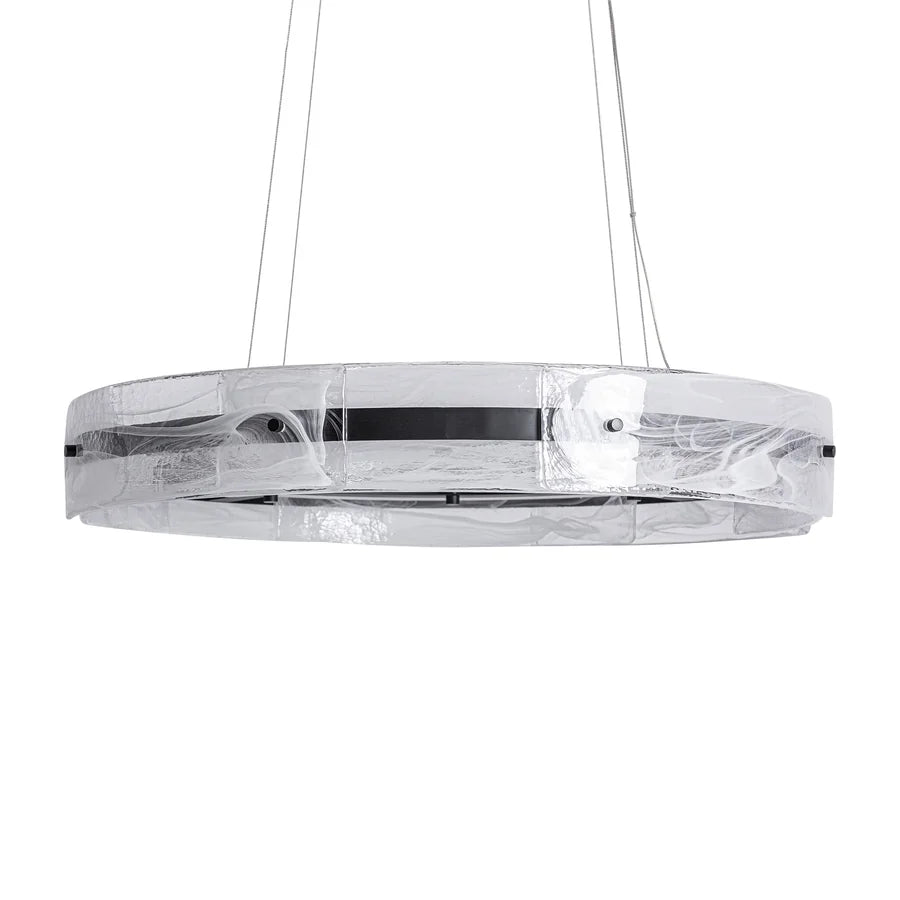 Lámpara de Techo Mukam de Vical Home, aro de cristal transparente de Ø 80 cm visto de frente