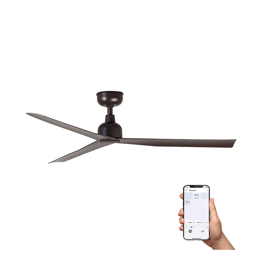 ventilador de techo marine faro barcelona ifdesign store 006 — vista con control por app desde el móvil, acabado marrón