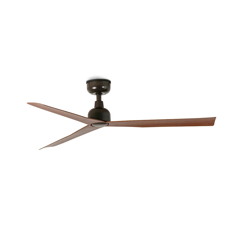 ventilador de techo marine faro barcelona ifdesign store 015 — vista principal, cuerpo marrón oscuro y palas de nogal