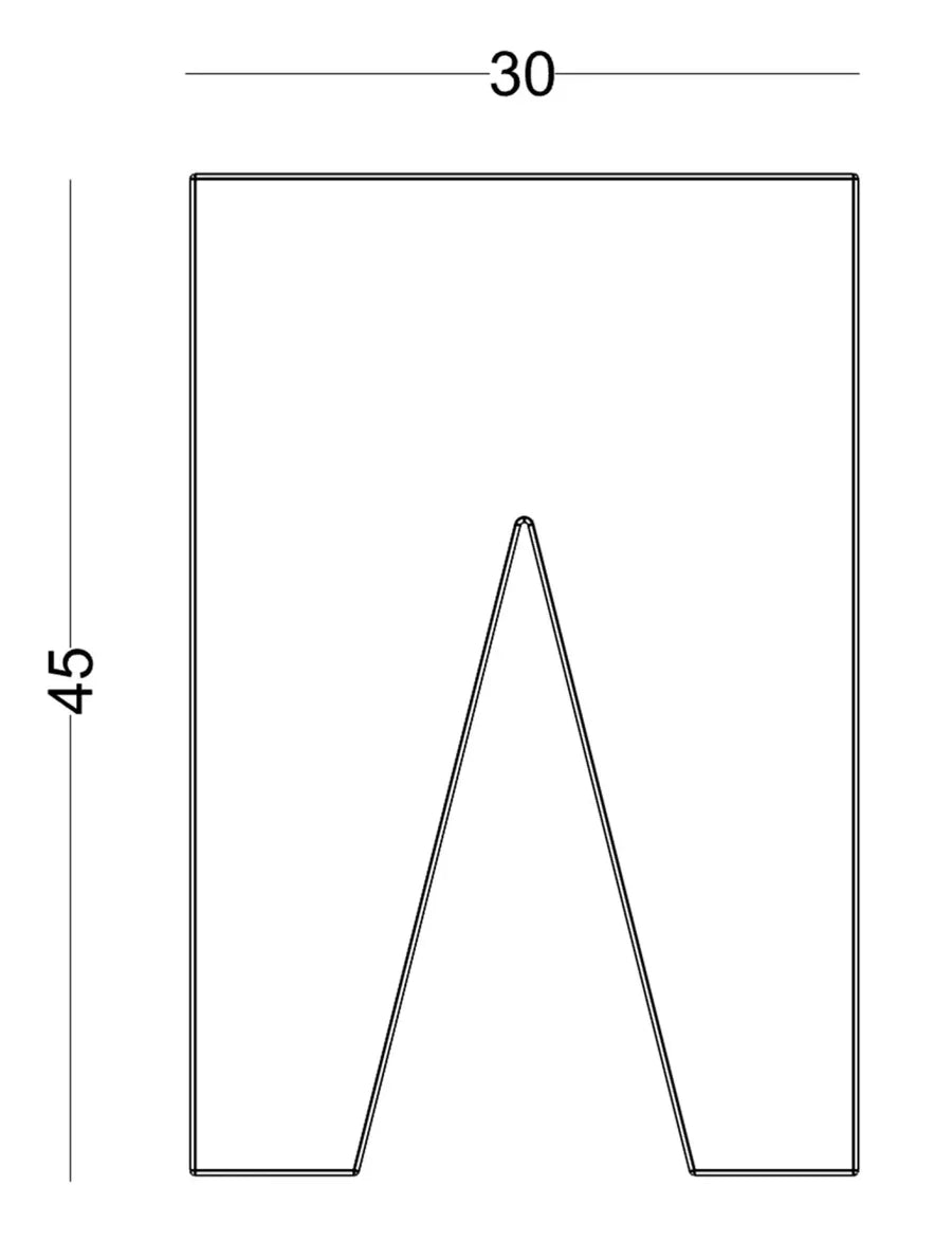 Plano acotado de la Mesa Auxiliar Macizo 01 con sus medidas: 30 cm de ancho, 30 de fondo y 45 de alto