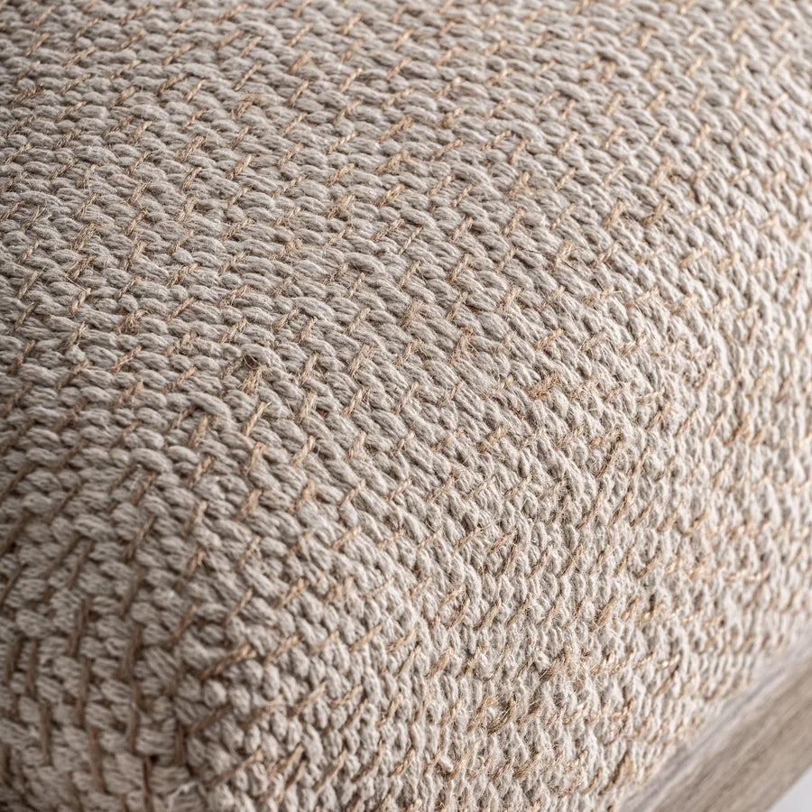 Textura del tejido de yute beige del asiento del Pie de Cama Liermo, en trenzado grueso y moteado