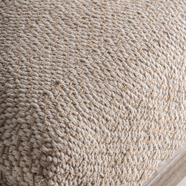 Textura del tejido de yute beige del asiento del Pie de Cama Liermo, en trenzado grueso y moteado