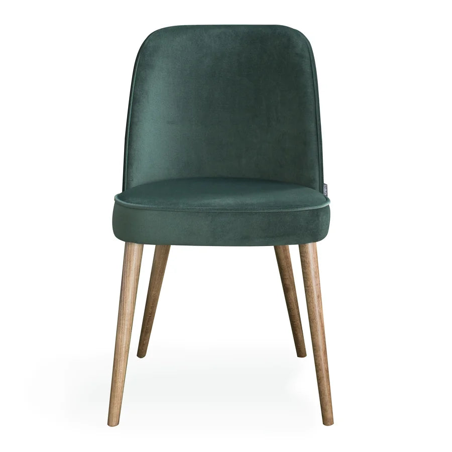 Silla Paulina Basic Cerrada tapizada en verde botella, vista de frente