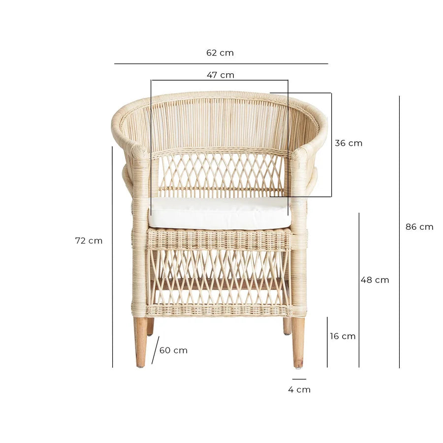 Esquema de medidas del Sillón Elna con la altura del asiento y del reposabrazos