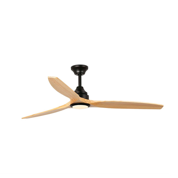 ventilador de techo alo con luz faro barcelona ifdesign store 006 — negro mate con la luz encendida en blanco cálido