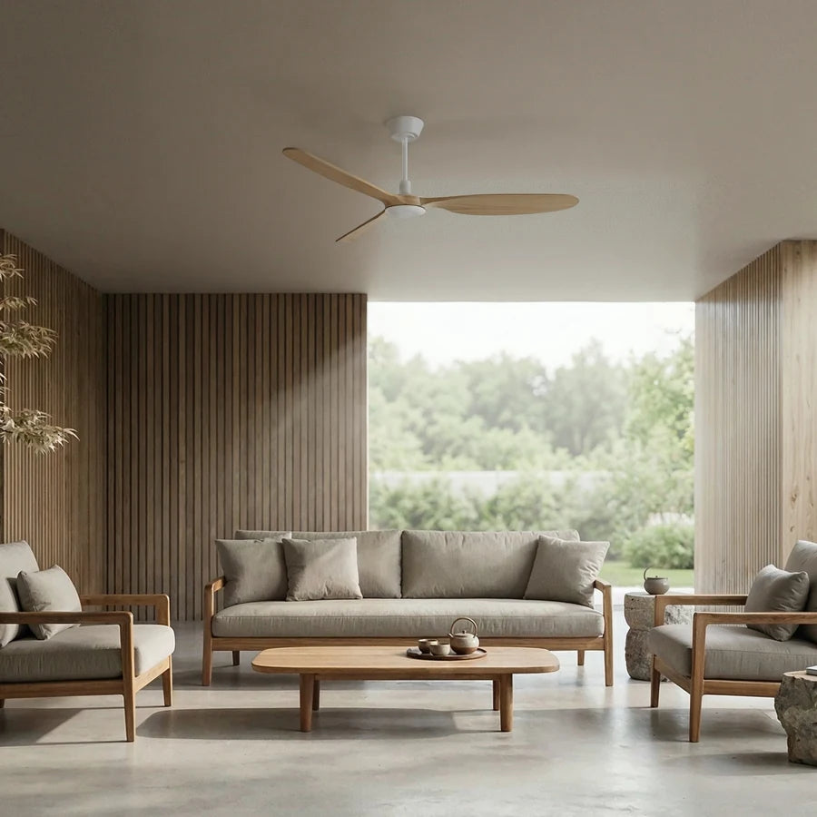 balcony neo l con luz 002 — Blanco / Madera clara