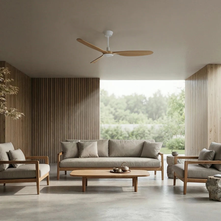 balcony neo l con luz 005 — Blanco / Madera media