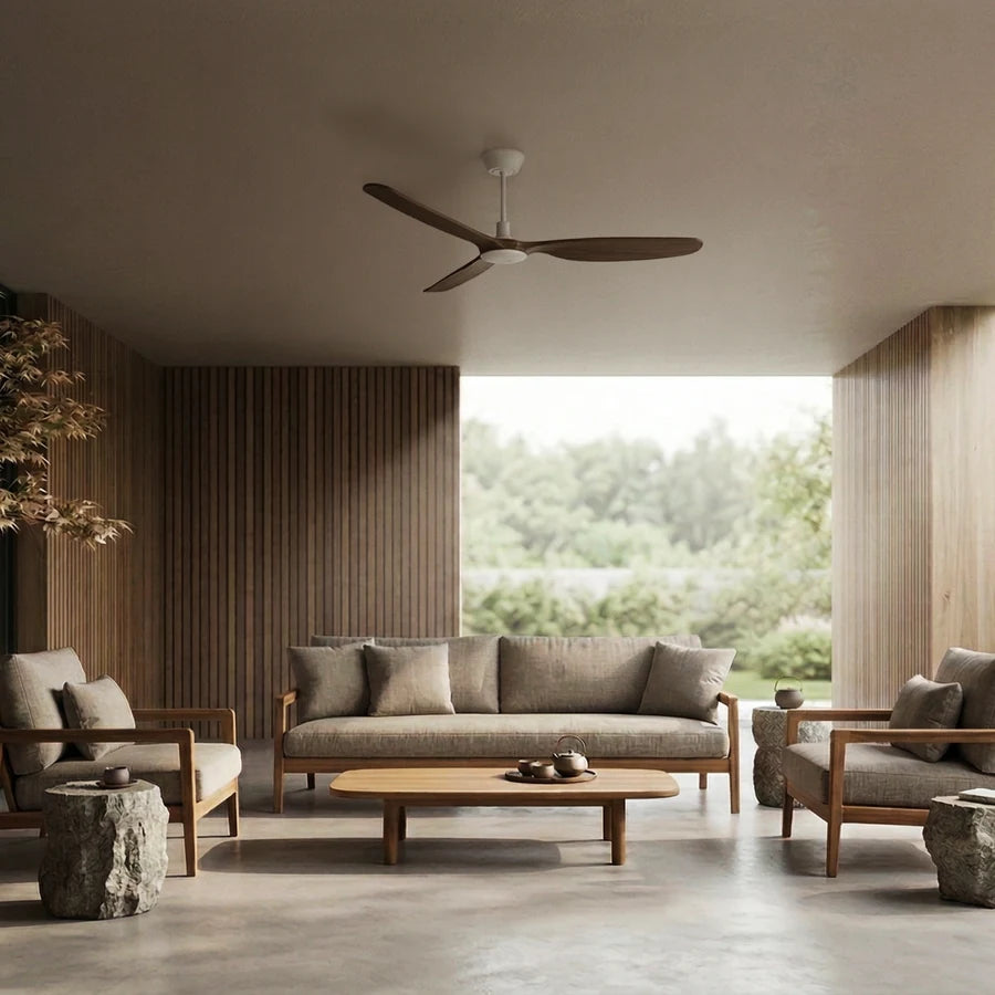 balcony neo l con luz 008 — Blanco / Madera oscura