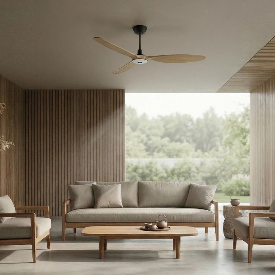 balcony neo l con luz 011 — Negro / Madera clara