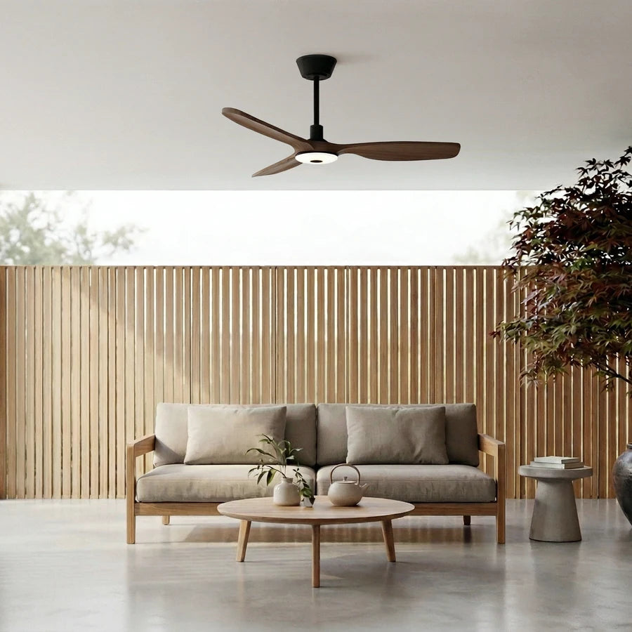 Balcony Neo M con Luz en acabado Negro / Madera oscura, ambiente