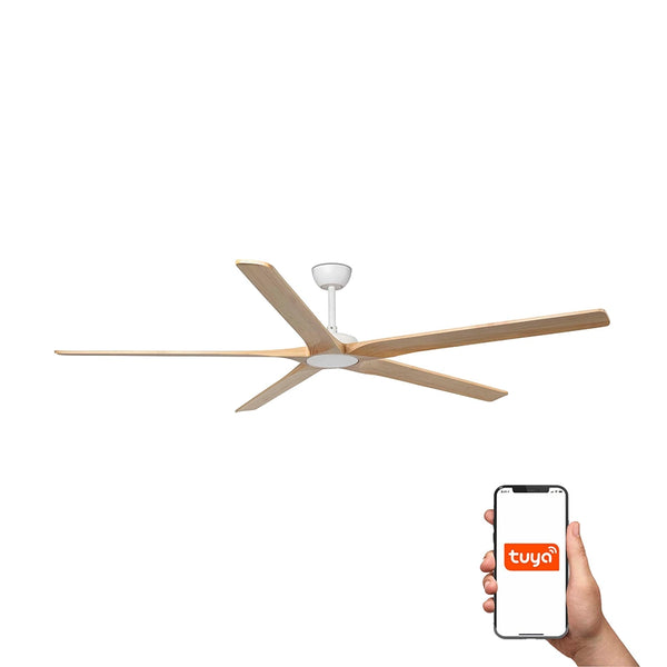ventilador de techo bigwood xl faro barcelona ifdesign store 002 — vista principal, blanco con palas de pino